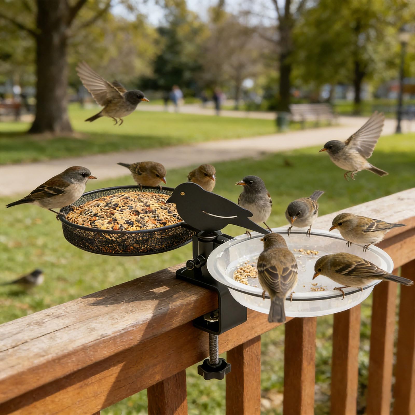 Supporto Ornamentale per mangiatoia per Uccelli in Metallo con Base Girevole Visione Invita più Uccelli Selvatici nel Spazio o Balcone Base per mangiatoia per Uccelli alle