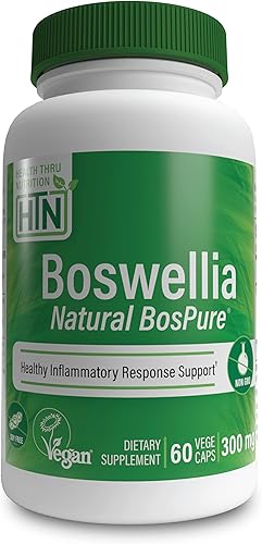 Health Thru Nutrition Boswellia 300mg as Bospure AKBAMAX Ácidos boswélicos de alta potencia 75% AKBA 10% AKBA Apoyo inflamatorio saludable