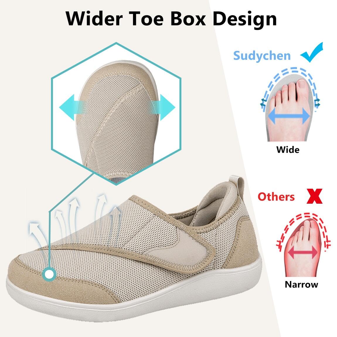 Chaussures Diabétiques pour Hommes Femmes Extra Larges Chaussures de Marche Légères Orthopédique De La Douleurs Aux Pieds 36-45