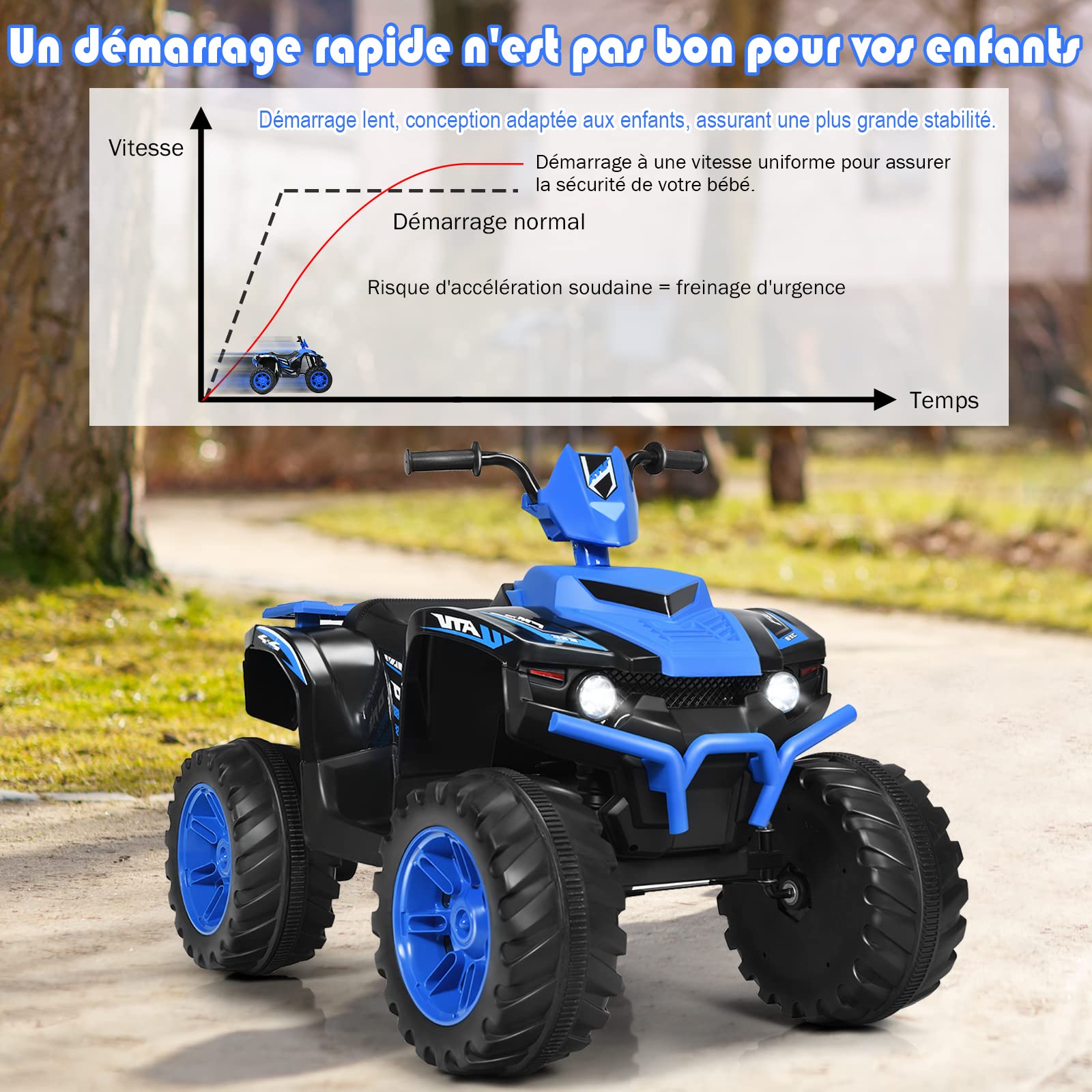 Voiture électrique Enfant COSTWAY – Quad Violet Avec Panneau De Commande, Musique, LED, Démarrage Lent – 3-8 Ans, Charge 35 Kg