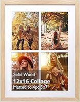 Vista 53 de KINLINK Marco de Fotos 11x14 Natural, Marco de Madera Maciza 11x14 con Plexiglás Acrílico para Fotos 5x7/8x10 Con Paspartú, Exhibición de Mesa