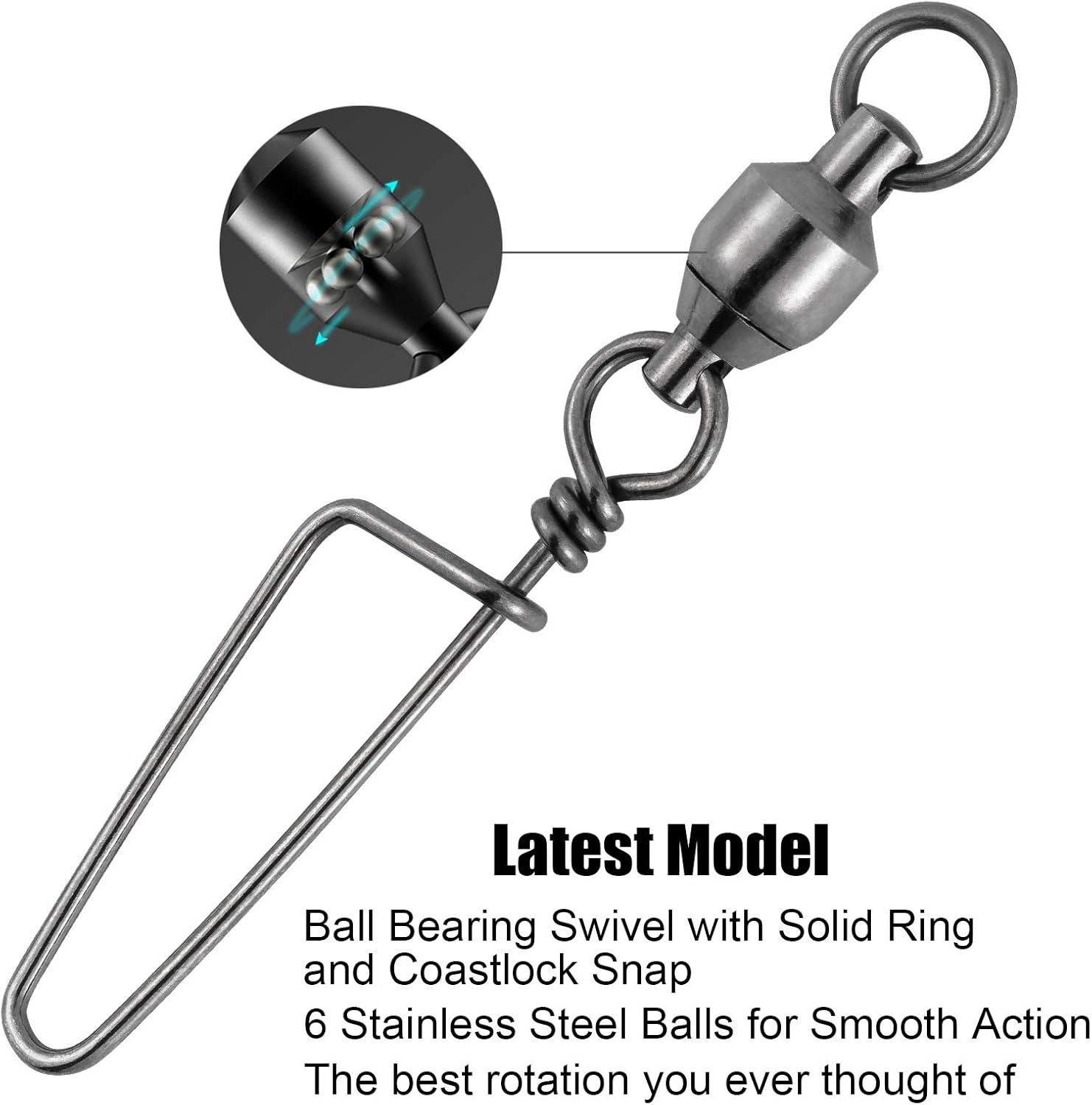 Dr.Fish 20 Pack Fishing Ball Bearing Swivel with Coastlock Snap, High Strength Copper and Stainless Steel, Black Nickel Coated, Corrosion Resistant, 26Lb to 500Lb, Saltwater Terminal Tackle : Sports & Outdoors