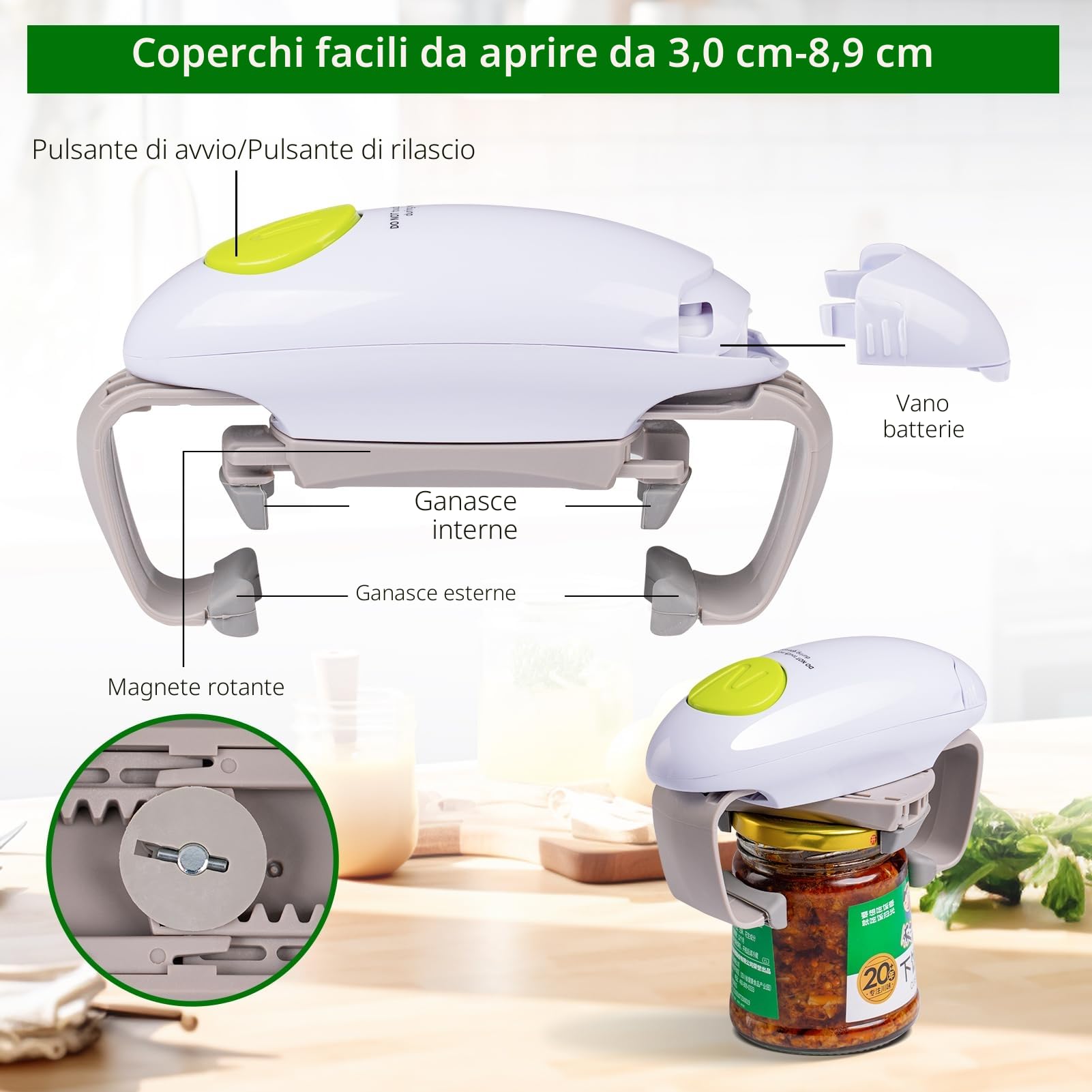 YUET Apriscatole Elettrico Automatico per Barattoli Sigillati