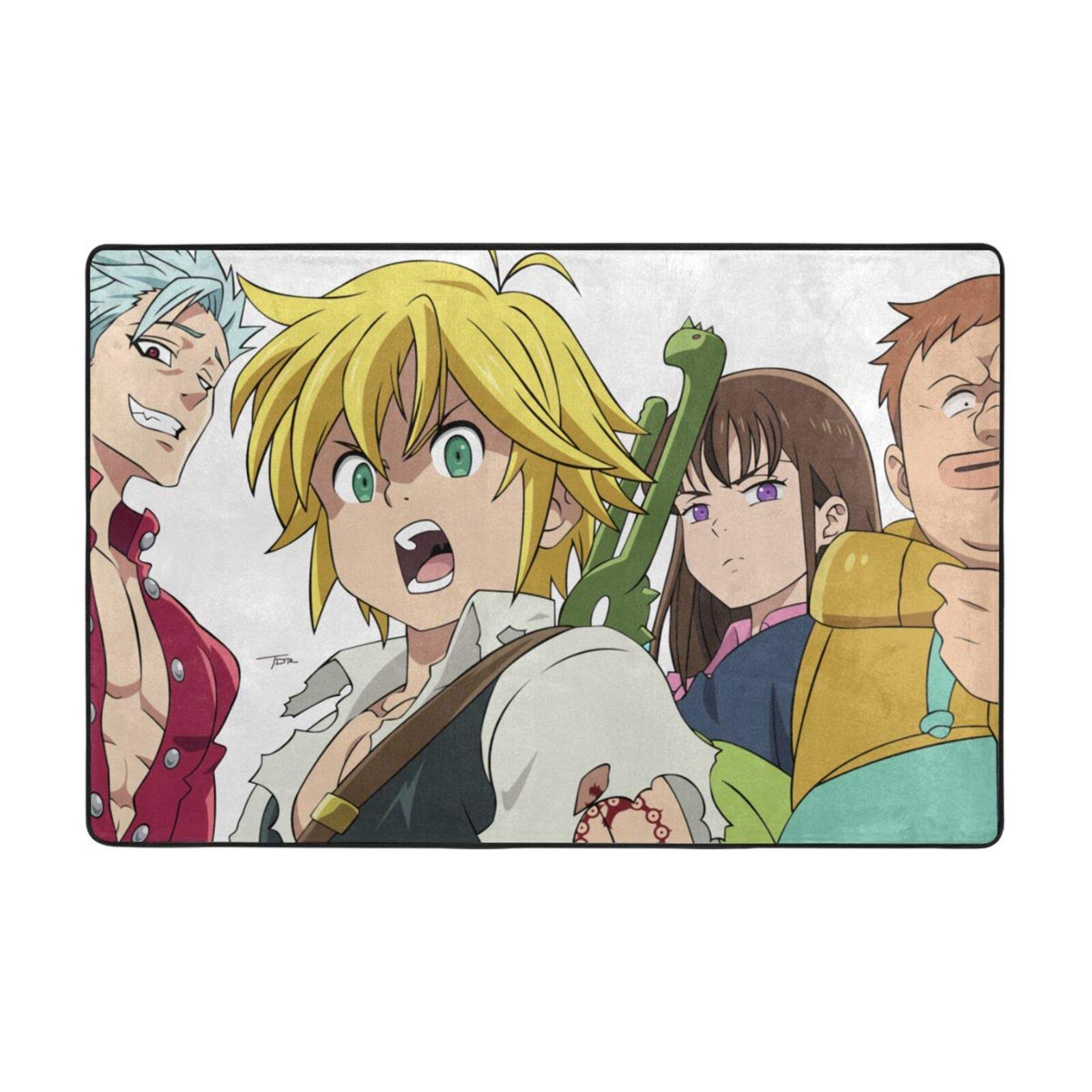 SantosKY The Seven Deadly Sins Rug Anime Area Rug for Living Room Bedroom Household Mat Throw Rugs Carpet Mat Non-Slip Floor Mat for Kitchen Dining Gaming Room Office Doormats 36"x24"