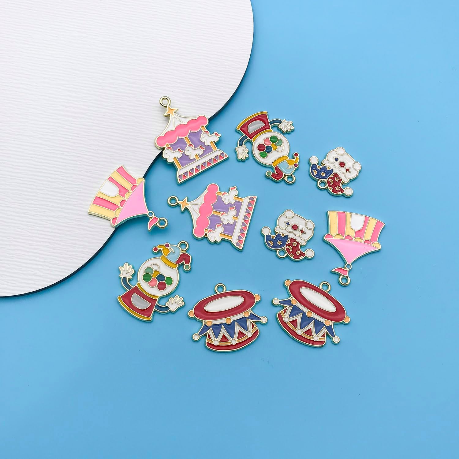 Youdiyla 30pcs Alloy enamel circus series Pendant Jewelry Making DIY Keychain Earrings Pendant Various Design Charms for Jewelry Making Bracelets Necklace (SN581) - Image 4
