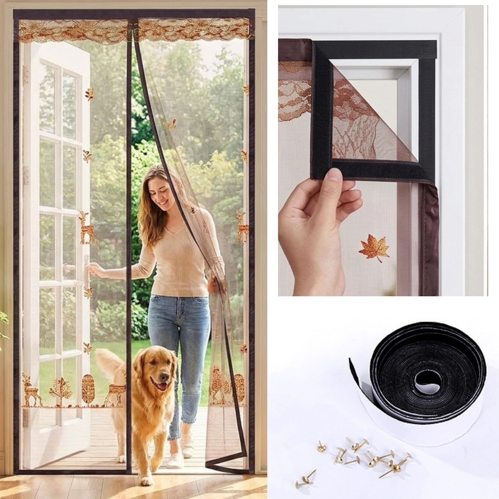 Moustiquaire porte magnétique en polyester robuste pour un intérieur sain