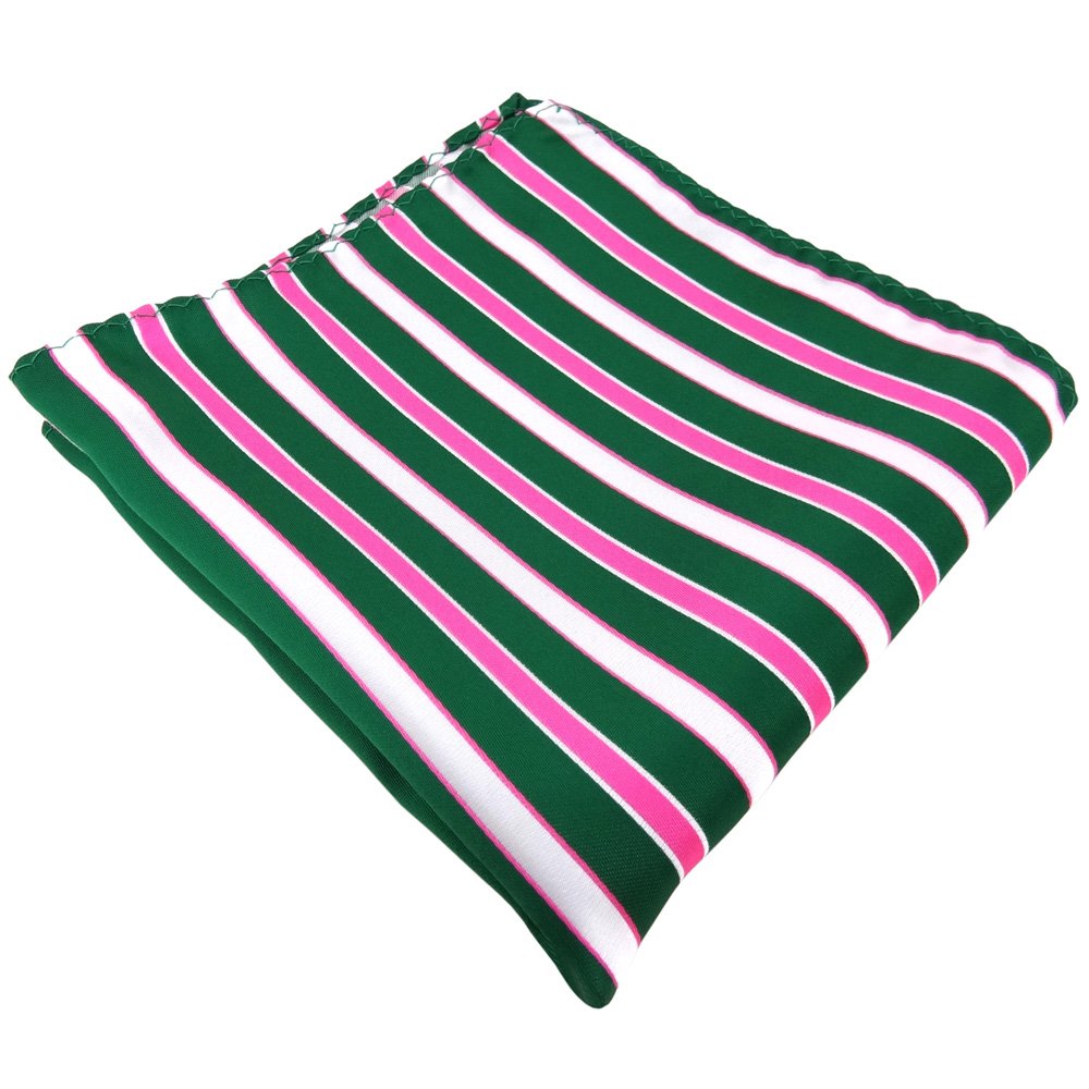TigerTie Designer Einstecktuch in grün dunkelgrün pink weiß gestreift