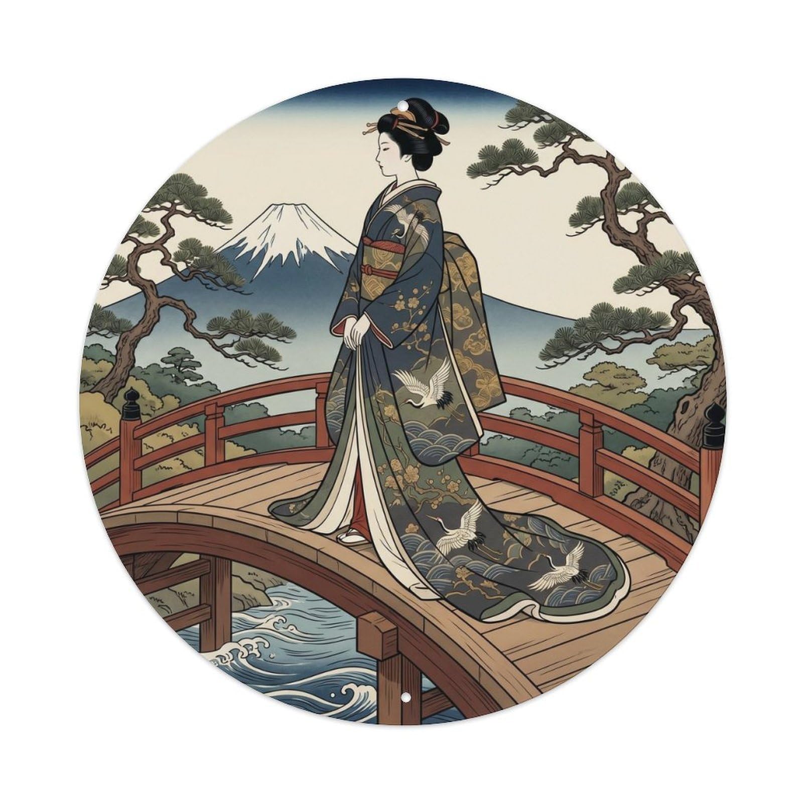 Galvaxio Style Japanese Kimono Woman In Tomesode Kimono Elegant Metal Tin Sign