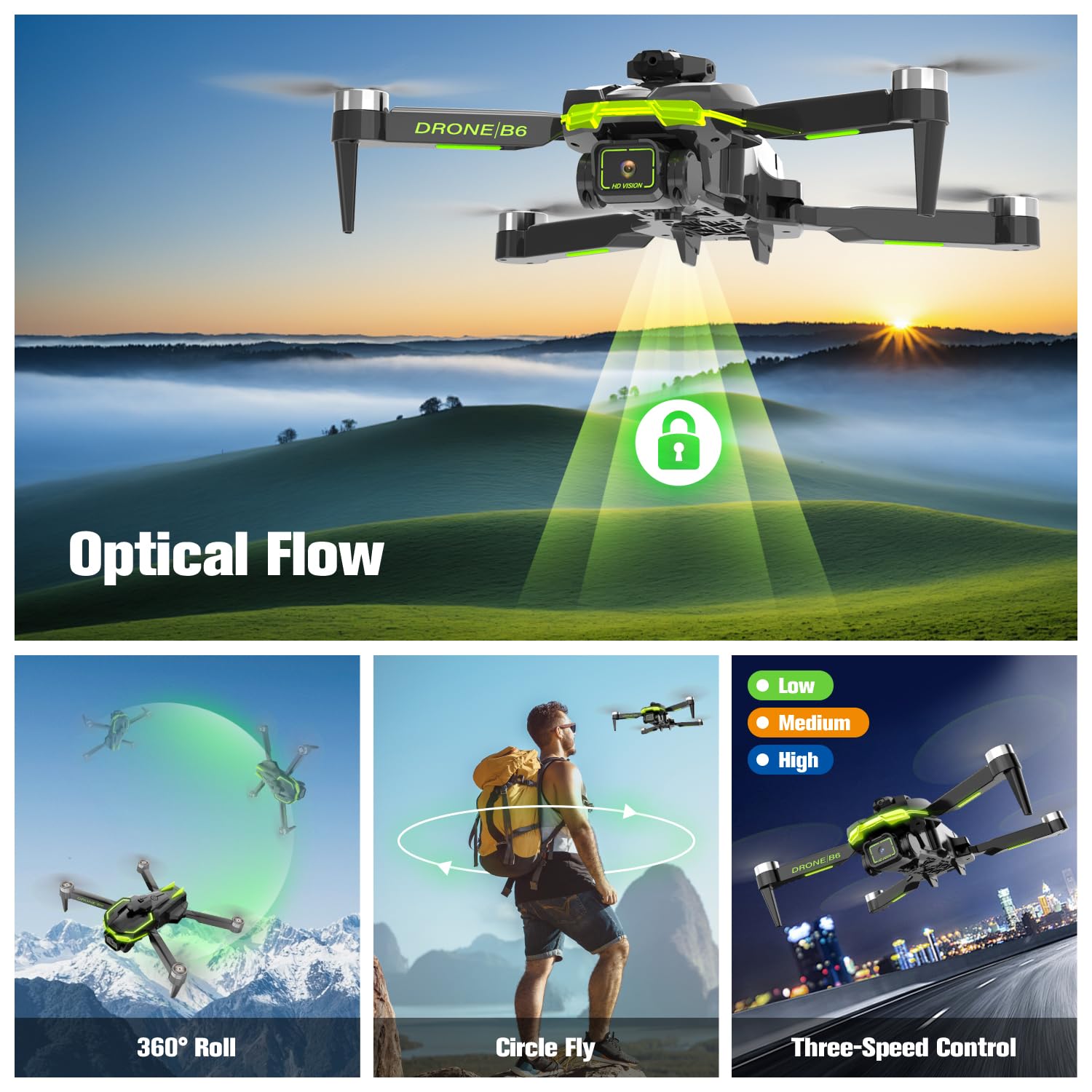 Dron con Camara 4K para Niño y Adultos RC Quadcopter con Motor sin Escobilla Mini Drone FPV con 40min de Vuelo/Altitud Retención/Fotografía Gestos, Juguete Regalo para Niño Cumpleaño Navidad (Black)