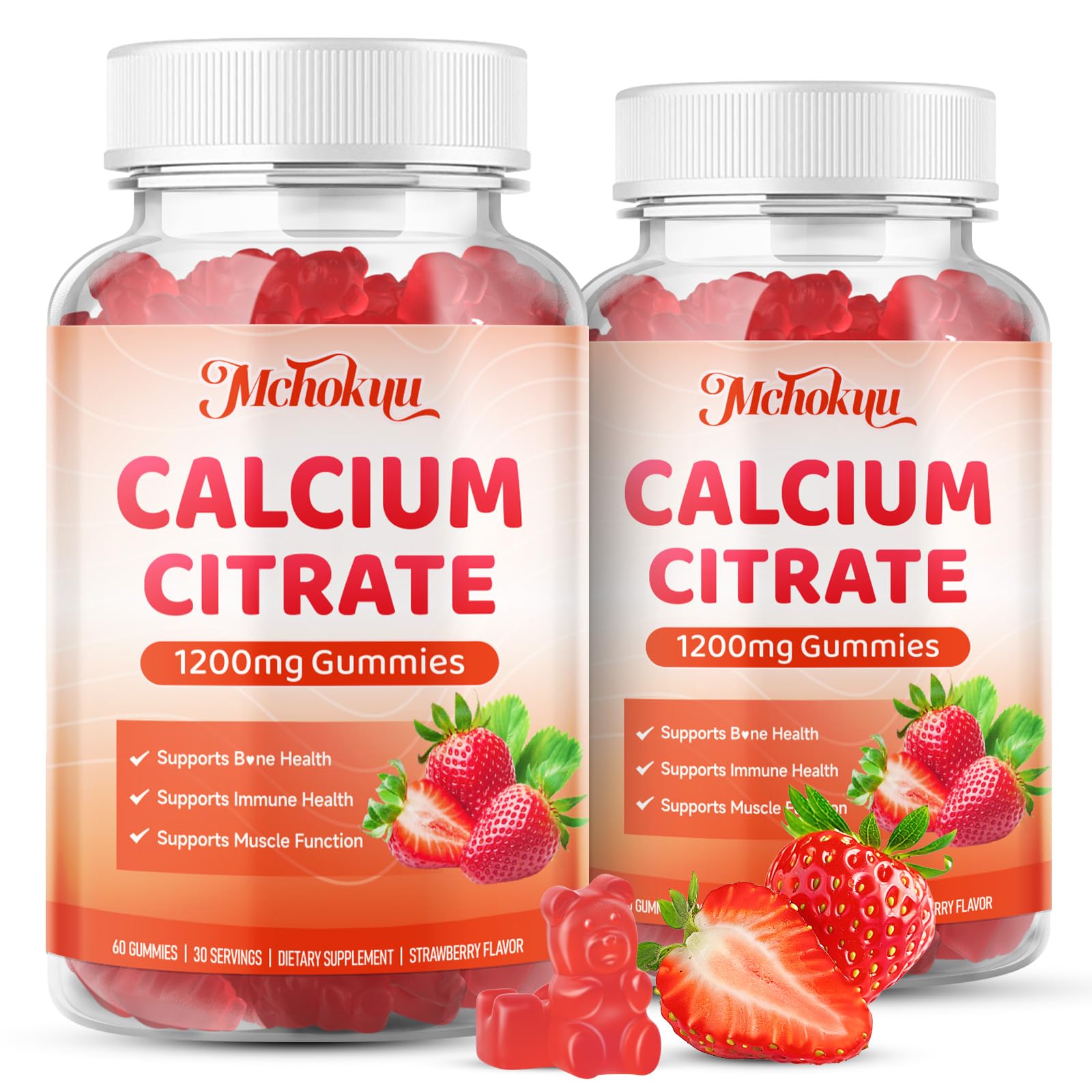 Calcium Citrate Gummies 1200mg Chewable Calcium Supplement, 120 Count 60 Count (Pack of 2)