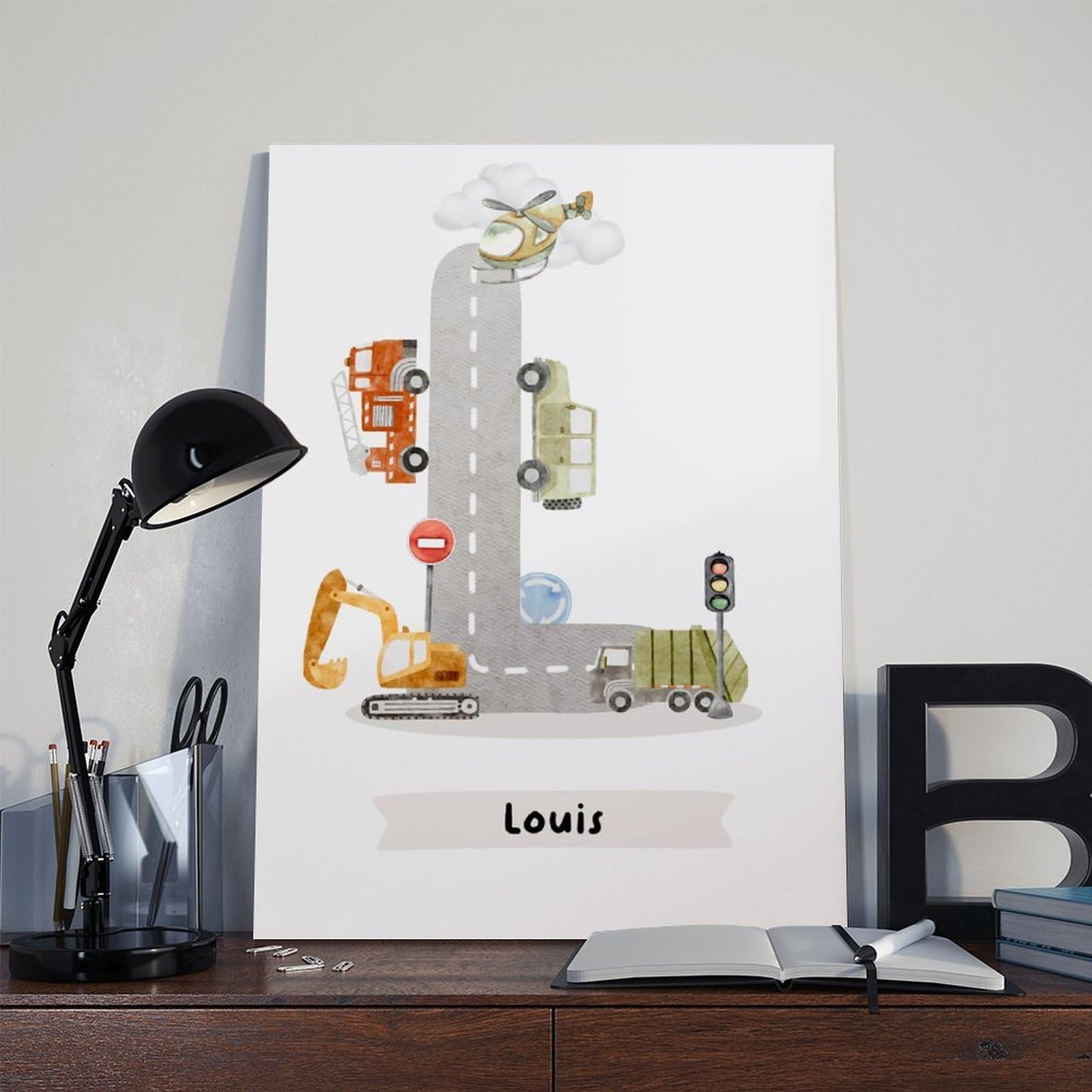 Poster sur toile à thèmes éducatifs Alphabet de A à Z (3) - Décoration pour chambre à coucher, bureau, chambre - Cadeau - 50 x 75 cm