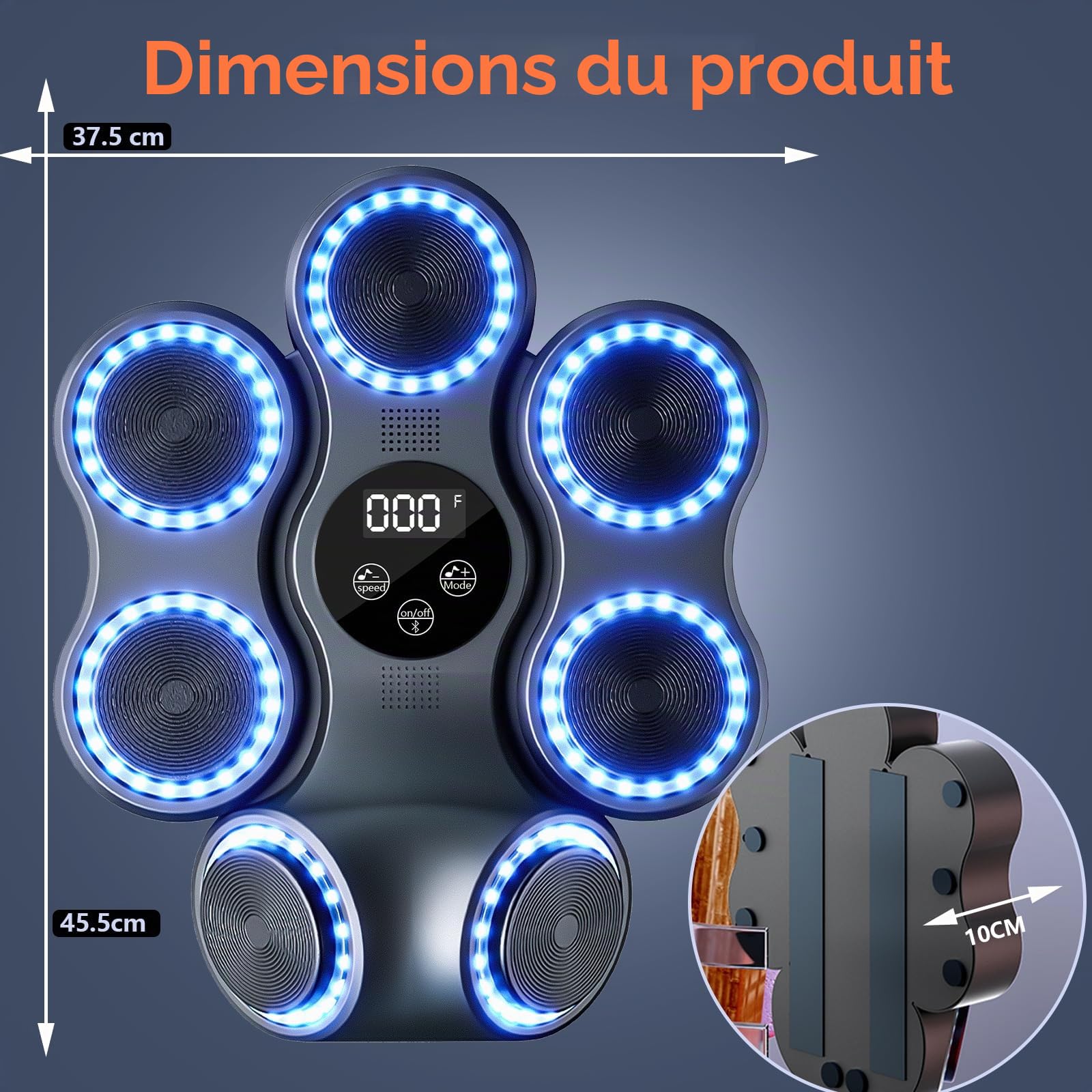 Machine de Boxe Musicale Adulte, 9 Modes de Vitesse Boxe Mural Musique avec Gants de Boxing Machine, Smart Bluetooth Music Boxeur électronique pour Enfants et Adultes Entraînement à la Maison