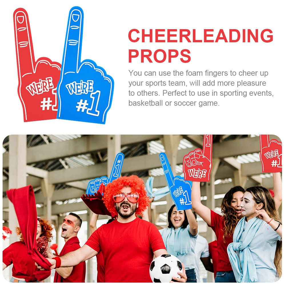 Aolso 2 Dita Giganti in Schiuma, Mano per Feste ed Eventi, Accessori per Appassionati di Sport, Cheerleading (Rosso & Blu)
