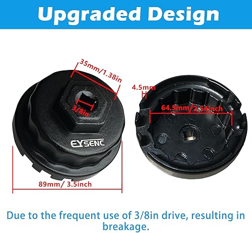 Miniatura 6 de Llave de filtro de aceite para Toyota Lexus, herramienta de extracción de tapa de filtro de aceite resistente compatible con Scion RAV4 Camry Tundra