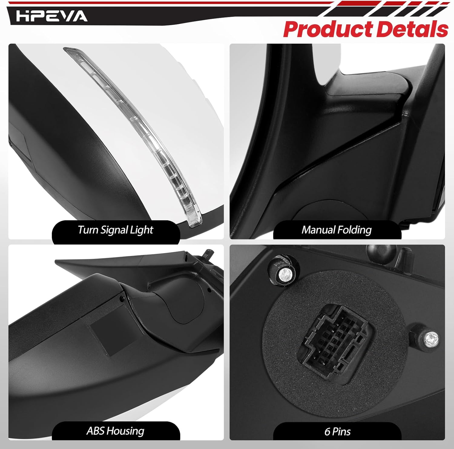 2014 2015 Left Driver Side Mirror Rear Door View Mirror Compatible with Kia Optima EX/LX/SX,with Manual Folding/Power Adjustment/Signal Light System/HD Glass,Replace KI1321175(White,6pins)