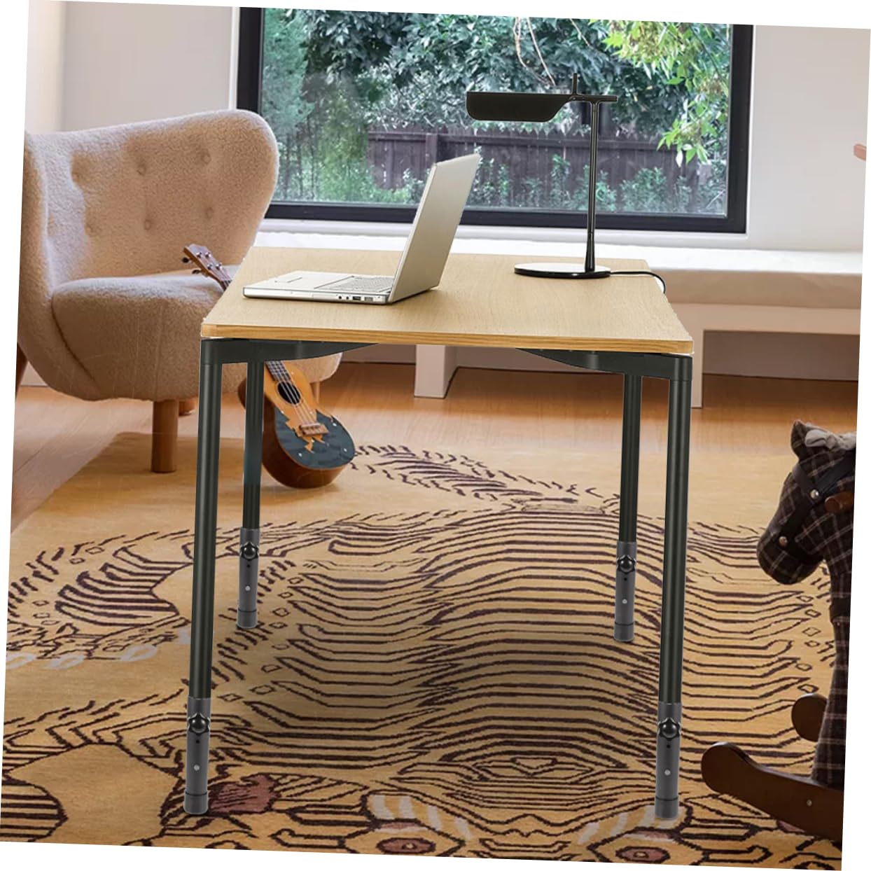 Extensor de Altura para Patas de Mesa de Acero Inoxidable 4 Piezas | Negro, Diseño Estable y Altura Regulable, Apto para Mesa y Banco de Trabajo