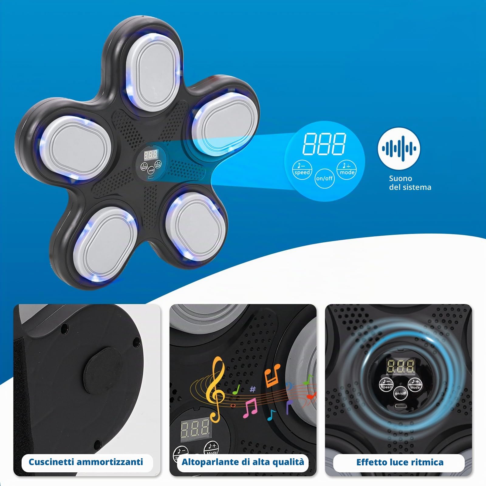 Ark miido Music Boxing Machine, Music Boxing Machine Bluetooth con Guanti da Boxe, per Bambini e Adulti, 9 modalità di velocità con Musica, Boxe per La Casa
