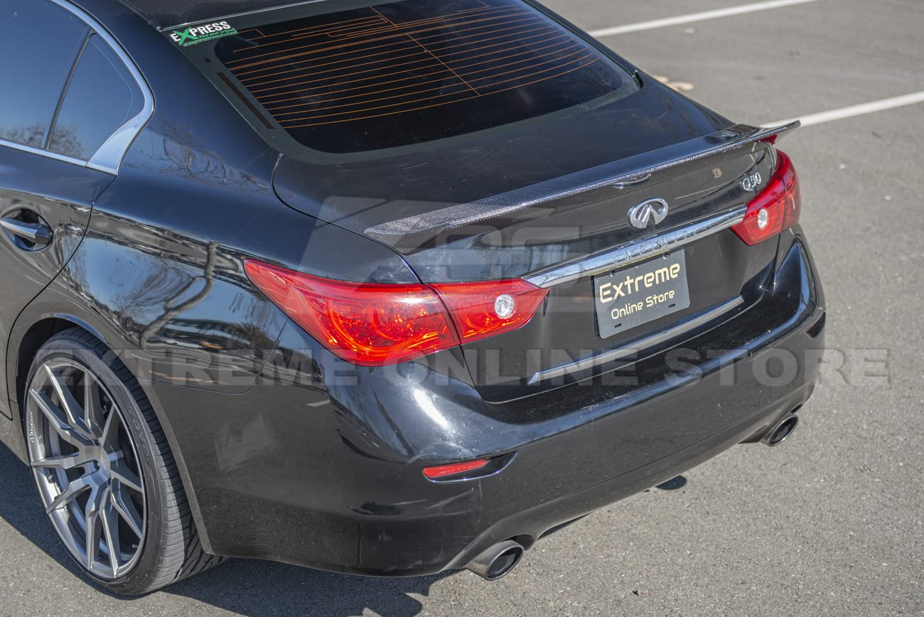 Carbon PSM Style High Kick Duckbill Trunk Spoiler Wing For Infiniti Q50 2014-2023 – WheelX, ABS, 1-Year Warranty