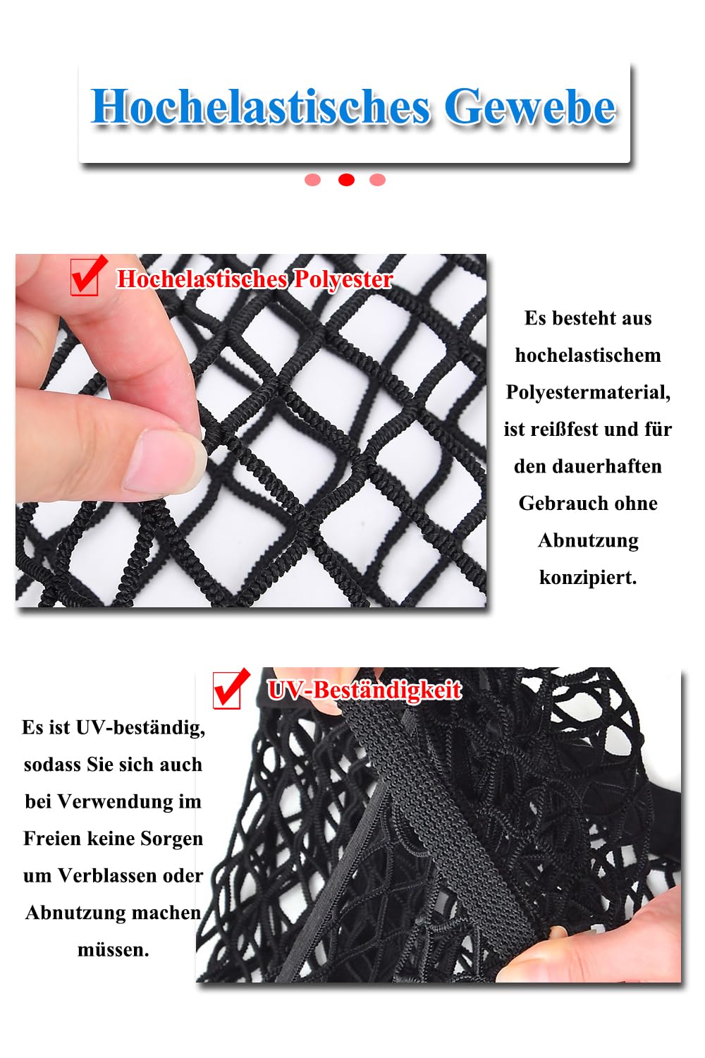 Rete per bagagli ad alta elasticità, a doppio strato, semplice organizer da letto per camion, 1,5 m x 1,5 m, estensibile fino a 3 m x 3 m, adatta per carichi quotidiani leggeri di camion, auto, camper