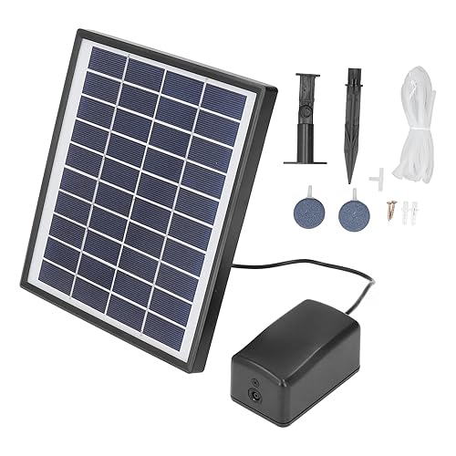 Bomba de estanque micro solar de 10 V 6 W CC, kit de bomba de aire de fuente de panel solar ajustable con piedra de burbujas para estanque de peces,