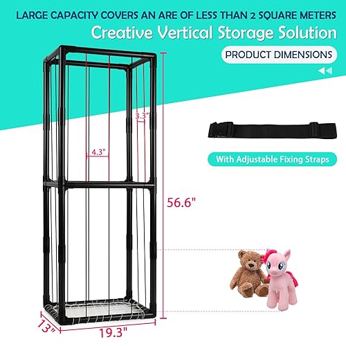 Miniatura 8 de Soporte de almacenamiento de animales de peluche en el zoológico, estante organizador de almacenamiento de felpa de PVC con banda elástica para