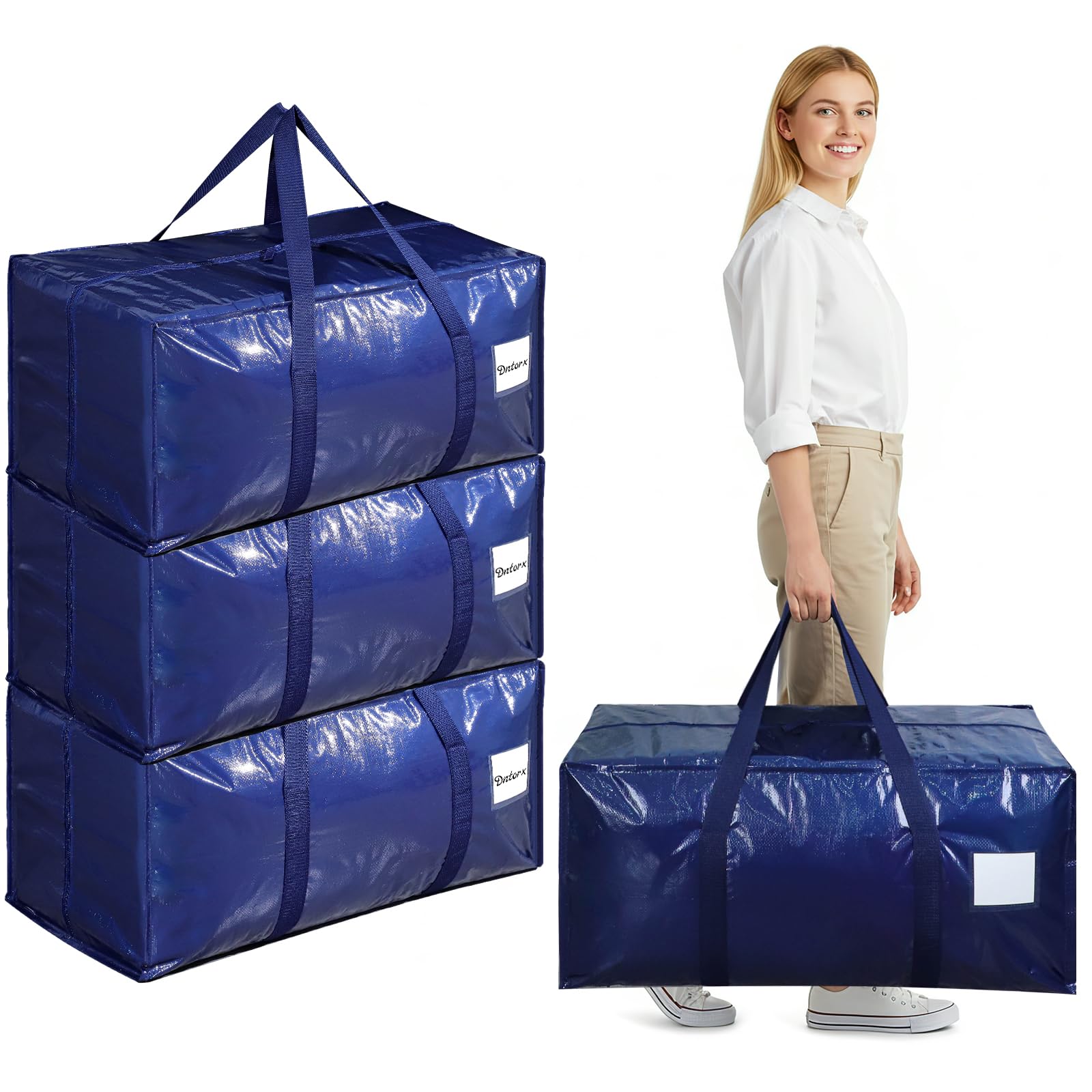 2/4/6/8/10 Stück 90L Aufbewahrungstasche, Heavy-Duty Umzugstaschen Umzugskartons Große mit Reißverschluss Griff Faltbar Aufbewahrungsbox für Umzug Camping Bettwäsche Kleidung Aufbewahrung