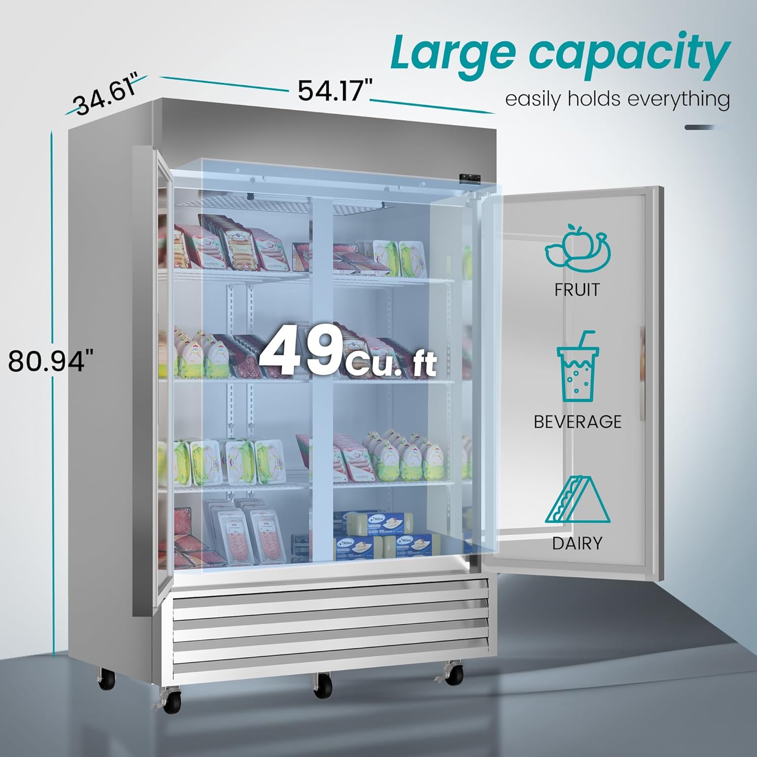 KICHKING Refrigerator with dimensions and capacity