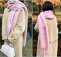 Vista 17 de Bufanda grande y gruesa de gran tamaño, esponjosas, de lana grande, gruesa, cálida para invierno