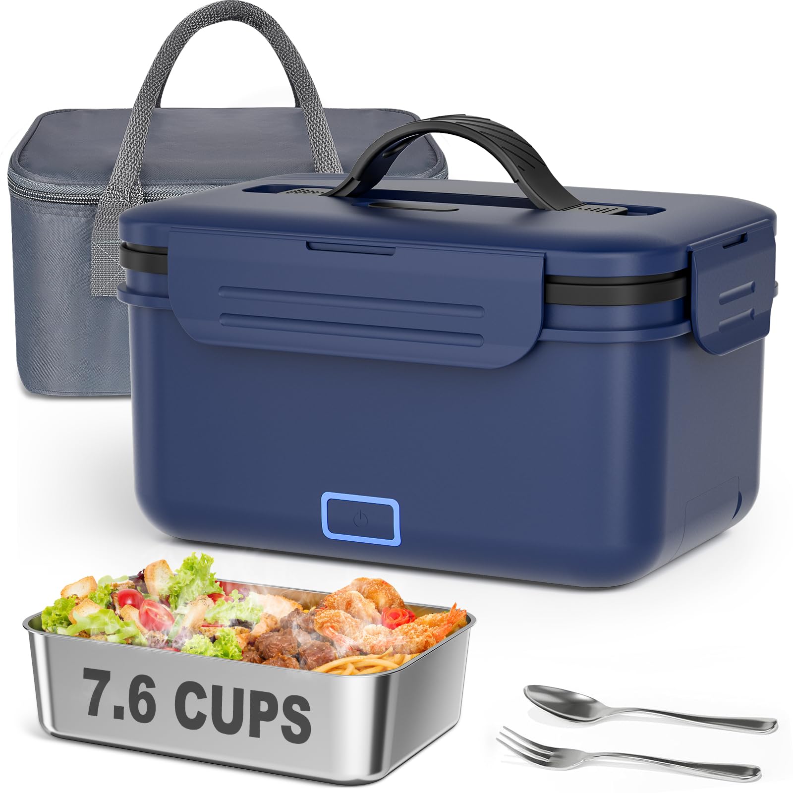Vingud Cordless Electric Lunch Box for Adults 1 8L Rechargeable Heated Lunch Box Food Warmer Portable Self Heating