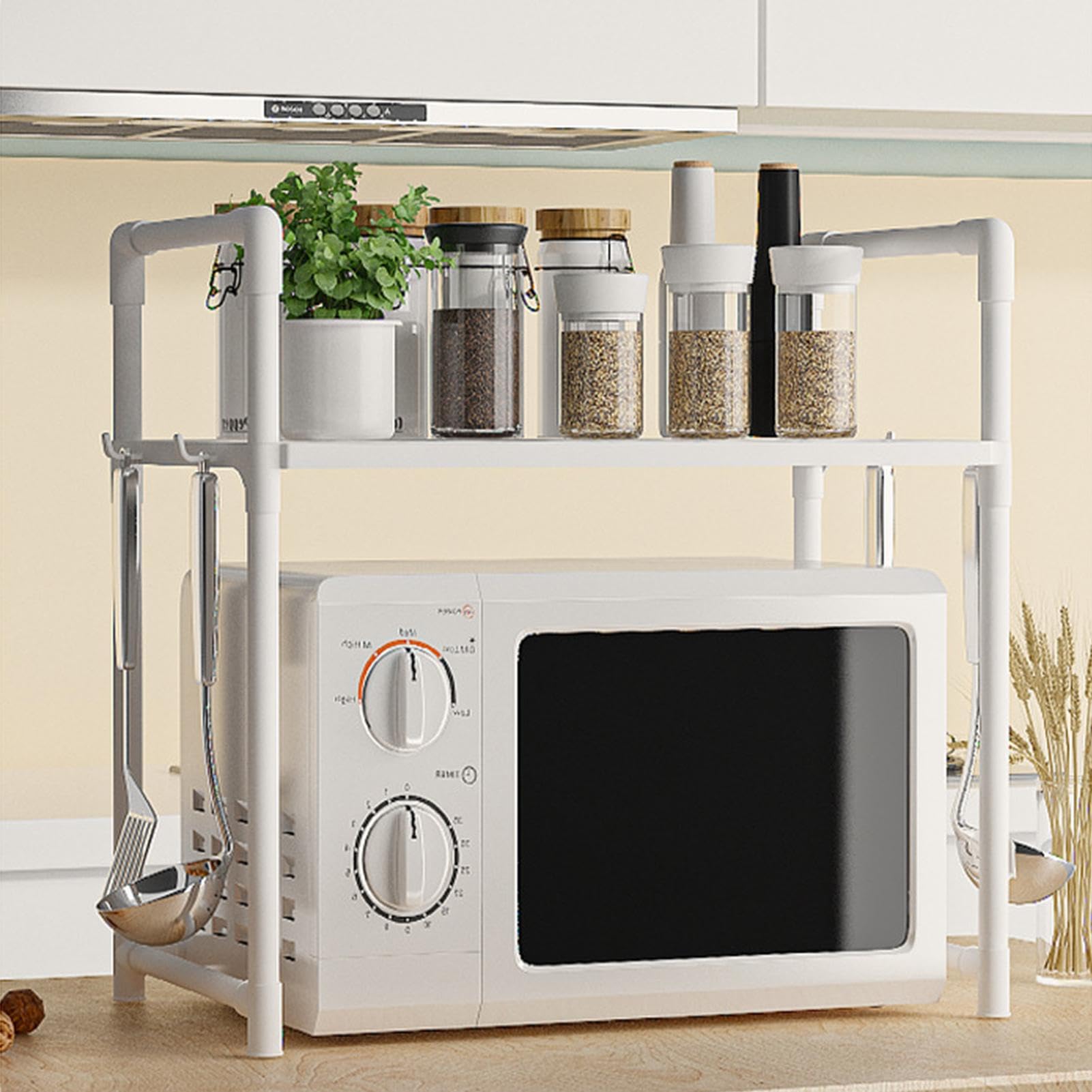 Supporto per forno a microonde | Scaffale regolabile da appoggio | Scaffale portaoggetti da cucina | Il piano di lavoro del supporto per microonde è un accessorio da cucina progettato per