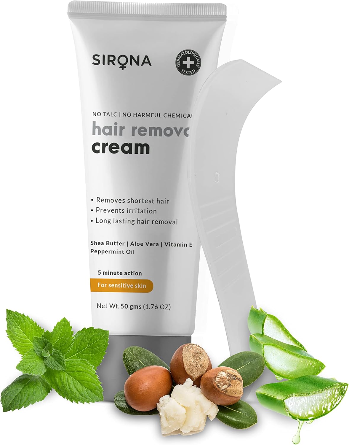 Sirona Hair Removal Cream, Sensitive Skin for Women - 1.76 Fl Oz, White, 50 ml (Pack of 1)