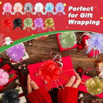 Pink Bows AIMUDI Satin Ribbon Twist Tie Bows For Treat Bags 4.5" Pre-Tied Red Bows For Christmas Tree, Crafts, Gift Wrap, Baby Shower, Wedding Decor, Party Favors - 36 PCs Unwrapping Christmas