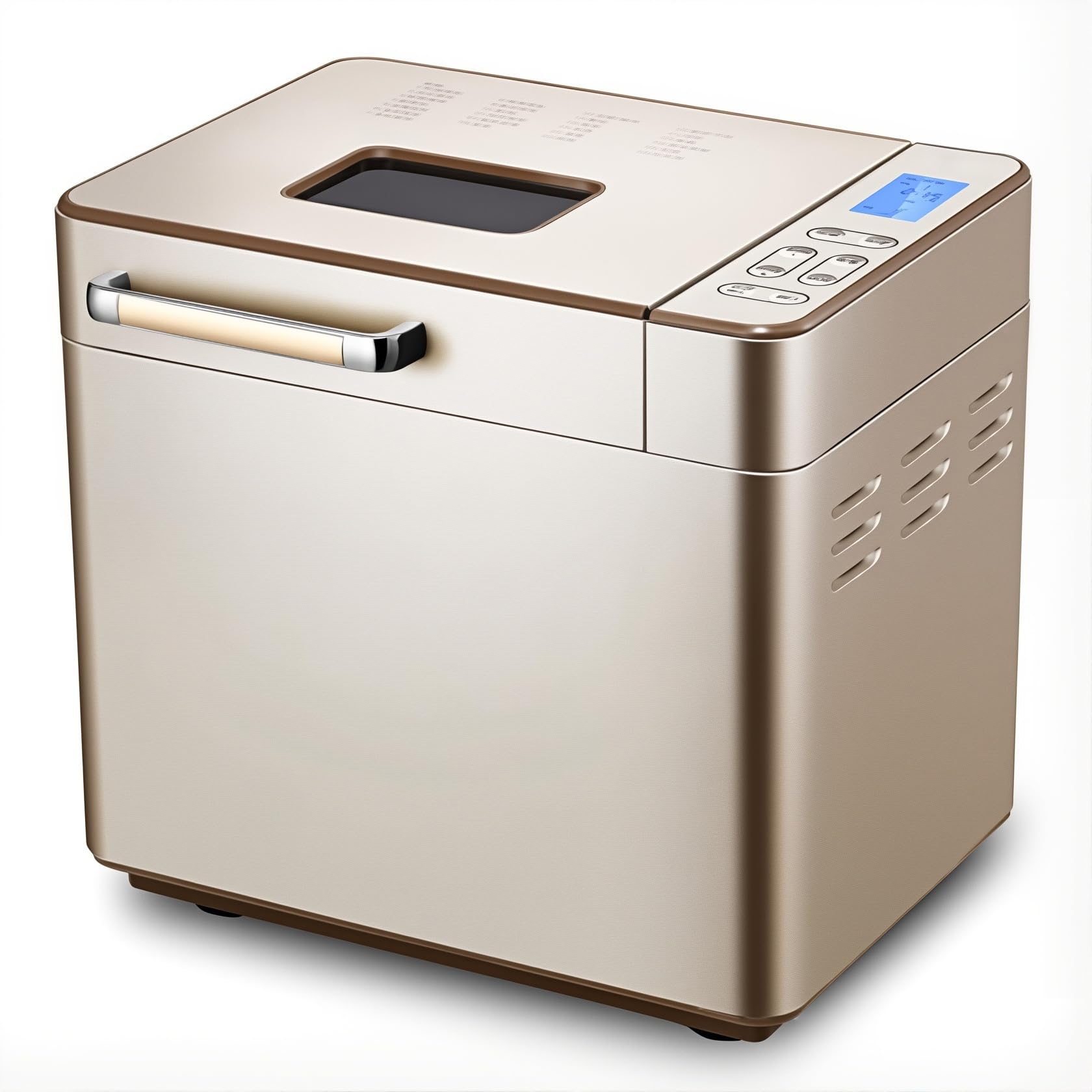 Genérico Panificadora Automática con 24 Programas, 220V, 800W, Capacidad 500g/750g/1000g, Pantalla LCD, Temporizador 13 Horas, 310x220x295mm