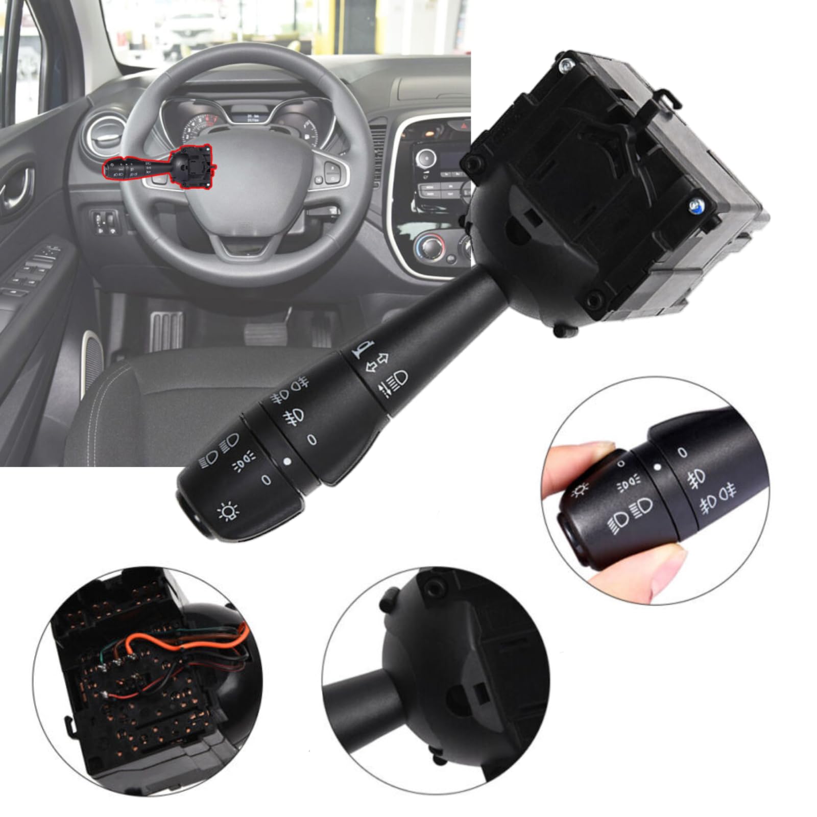 Twowinds - Interruptor Intermitente 8201167988 Compatible con Dacia Dokker Lodgy Logan Sandero Dorker Express, Renault Clio 4 - Palanca Columna Dirección, Volante - 255405056R - Interruptor de Luz