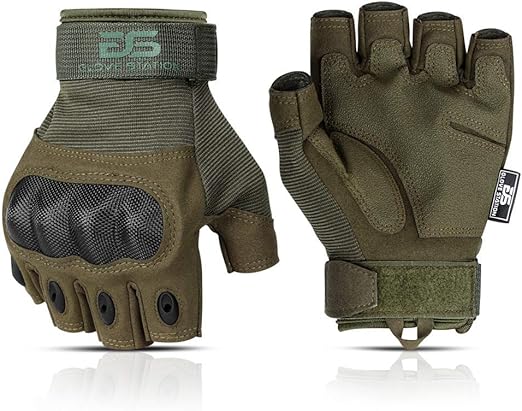 Glove Station- Fingerless Knuckle Tactical Gloves for Men - Motorcycle Gloves for Tactical Shooting, Airsoft, Hunting, Police Work and Hiking