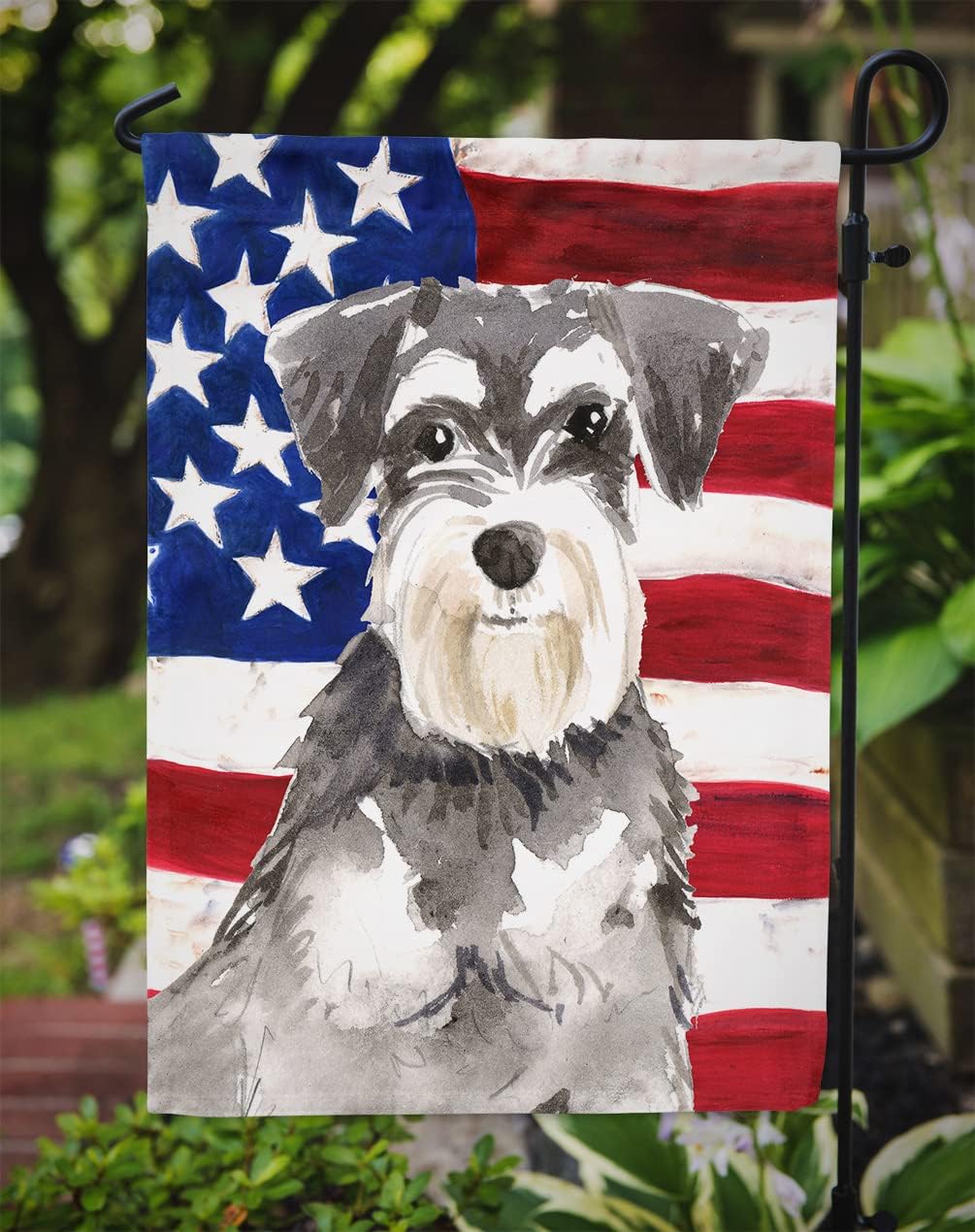 Caroline's Treasures CK1722GF Patriotic USA Schnauzer #2 Garden Flag Mailbox Flag Decorative Yard Flag Banner Outside Patio Artwork Yard Flower Beds, Garden Size, Multicolor image 3