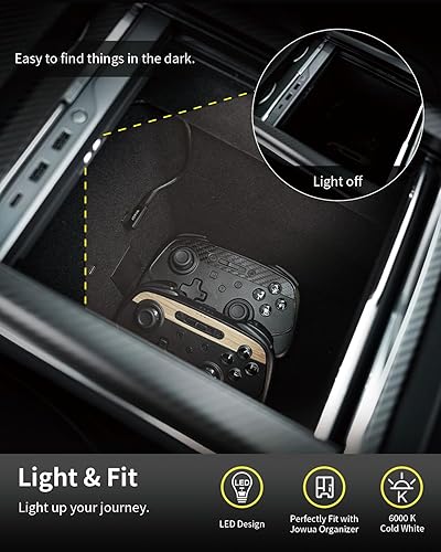 Miniatura 4 de JOWUA Mini barra de concentrador LED compatible con Tesla Model SX (2021+), 1 puerto USB-C, 2 puertos USB-A