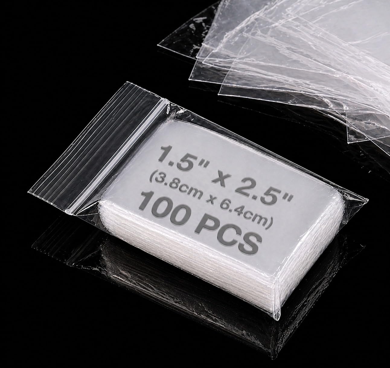 Sana Plastics - Grip Seal Bags, Resealable Clear Plastic Bags for Storage and Organisation (100, 1.5x2.5)
