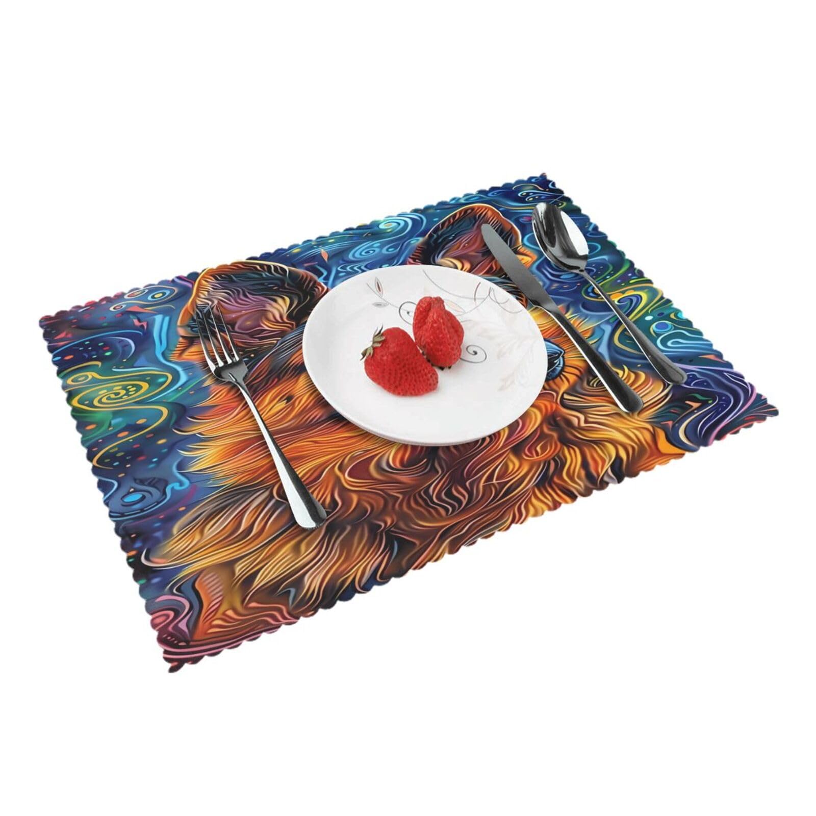 Abstractan Shepherd Dog (1) Placemats Set of 4 Print Table Mats Place Mats Table Decor for Kitchen Dining 12X18 in