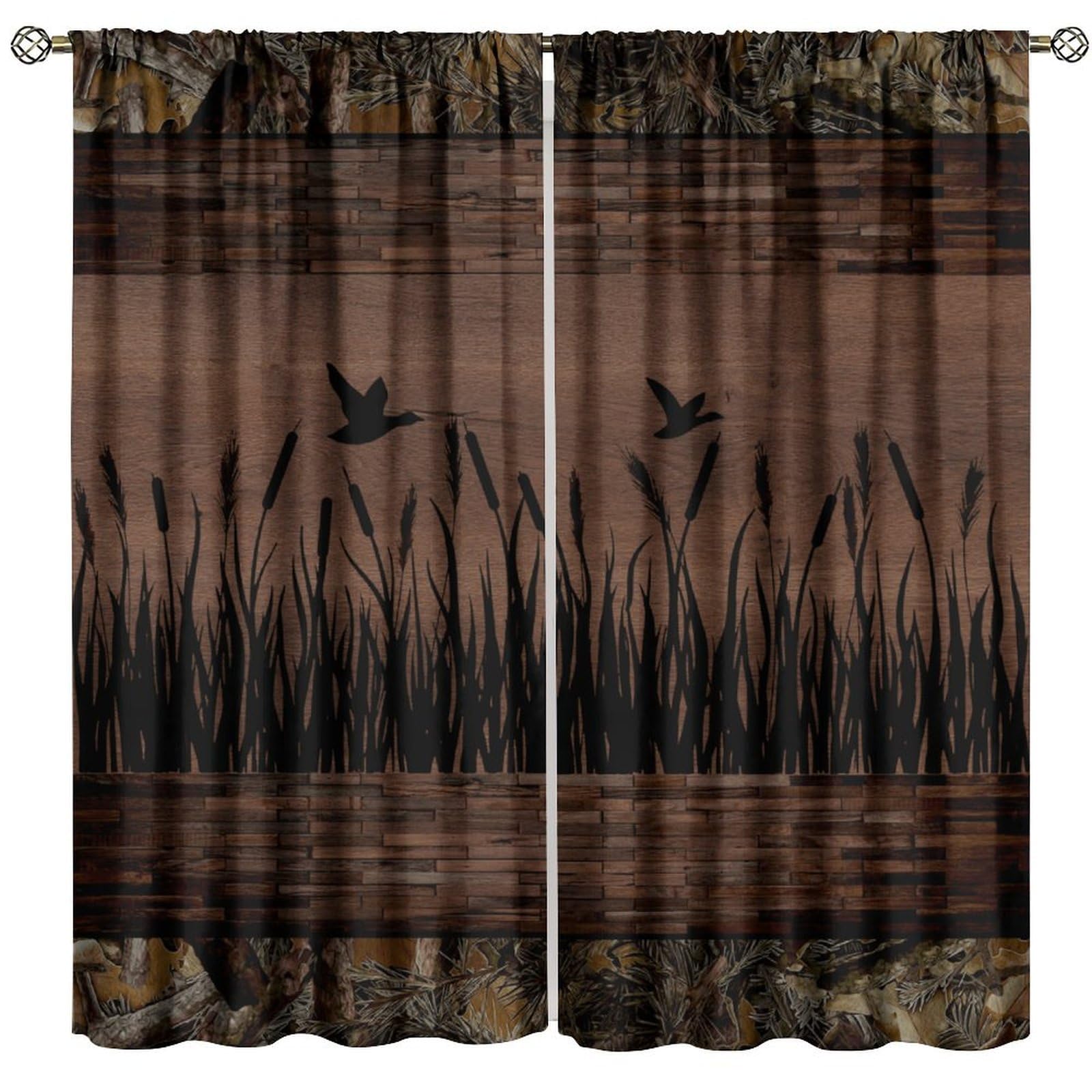 BenYaSong Camo Mallard Duck Blackout Curtains Rustic Farmhouse Cabin,Hunting Woodland Duck for Home Kitchen Livingroom Coffee Room Window Drapes 2Panel 63" W X 72" L