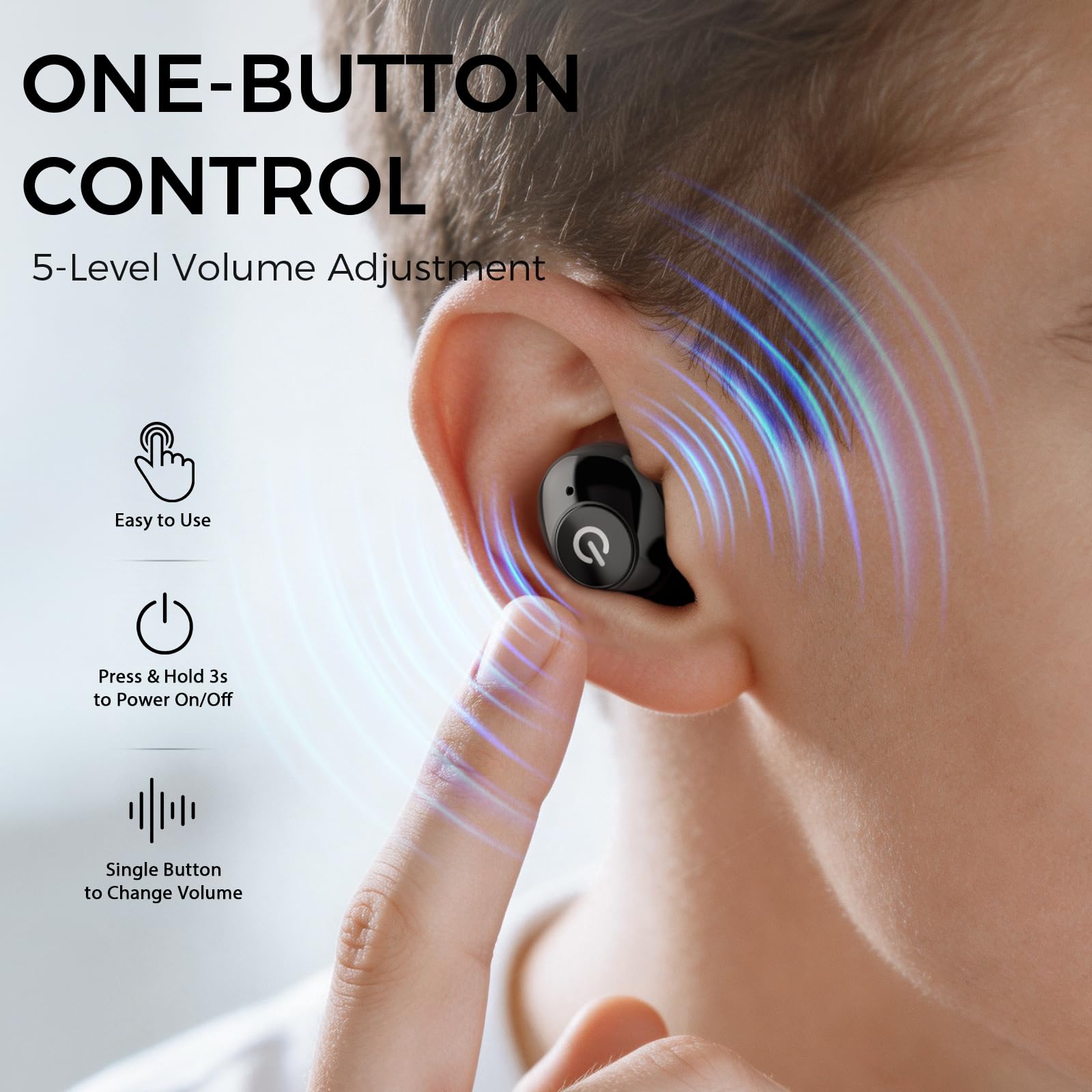 Rechargeable Hearing Aids for Seniors, Invisible In-Ear Design, Digital Noise Reduction for Clear Conversations & TV, 80H Battery with Charging Case, Easy Control for Mild Hearing Loss — view 4