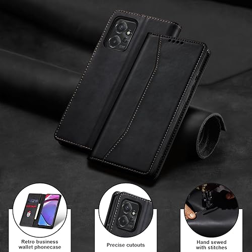Miniatura 7 de Funda tipo cartera con tapa para Moto G Power (2023), funda magnética de cuero con tarjetero, función atril, funda protectora duradera de TPU a