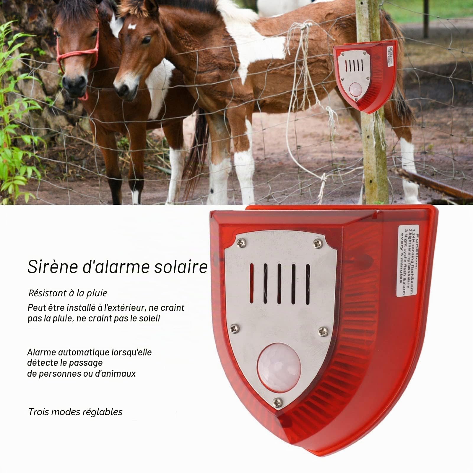 Alarme Solaire, Imite Le Son d'une Arme à Feu ou d'un Aboiement de Chien, Efficace pour Dissuader Les Intrus sans Causer de Dommages
