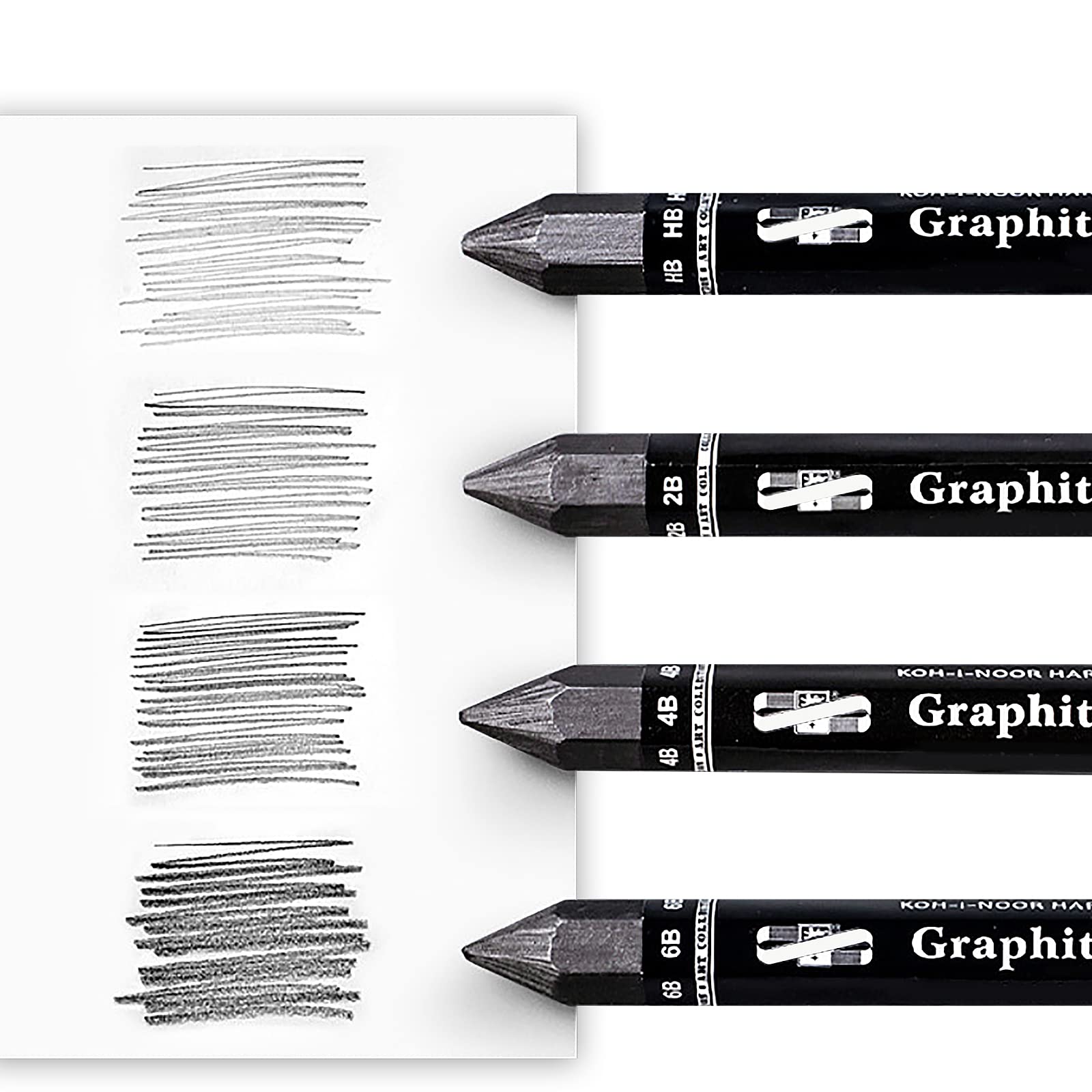 Lápices de dibujo de grafito, 4 unidades, suministros de dibujo artístico, sin pintura de grano de madera, dureza total, HB 2B, 4B, 6B, juego de lápices duraderos, negro, artista, boceto, dibujo