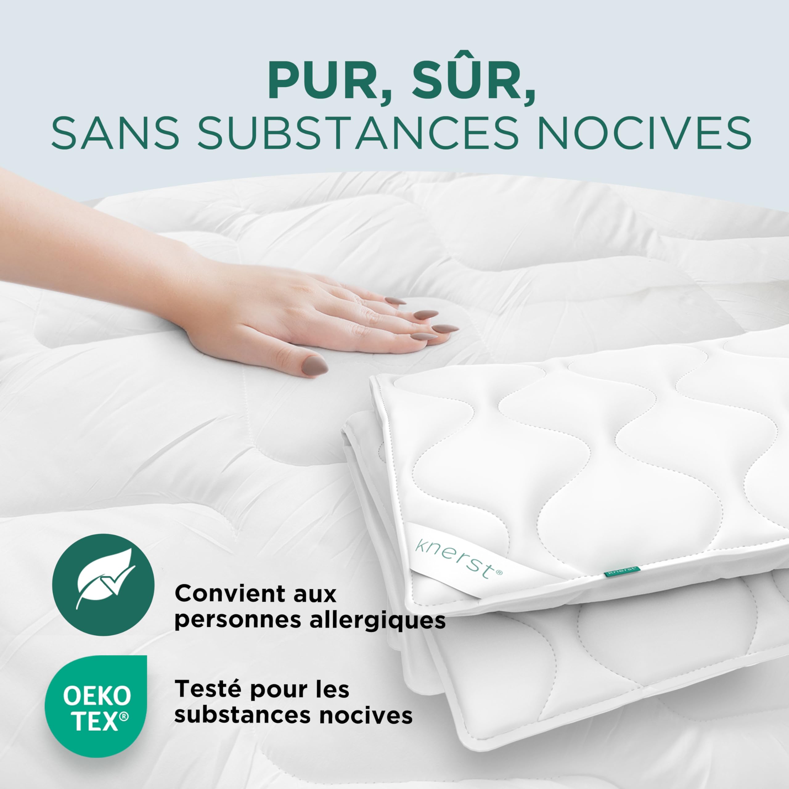 KNERST® Couette Été 260x240 – Couette Légère et Respirante – Couette Microfibre pour Nuits Chaudes – Couverture Lit Lavable et Confortable