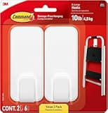 Command 10 lb XL Heavyweight Hook, 2 Wall Hooks and 6 Command Strips, Damage-Free Hanging with Adhesive, Heavy Duty Hanging Great for Organization and Storage