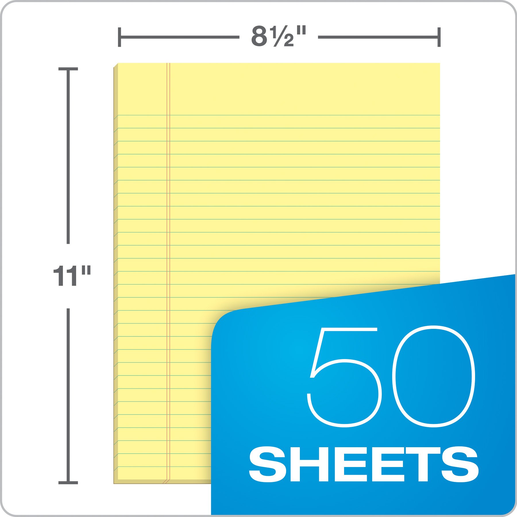 Tops den rechtlichen Pad Plus Legal Pad, 8–1/5,1 x 27,9 cm, gum-top, Kanarienvögel, Legal/Breite Rule, 50 Blatt pro Block, 12 Pads pro Pack (71522)