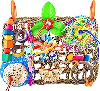 Vista 1 de KATUMO Juguetes para loros, alfombrilla trituradora de pared de gran tamaño para pájaros, juguetes colgantes de búsqueda de alimentos