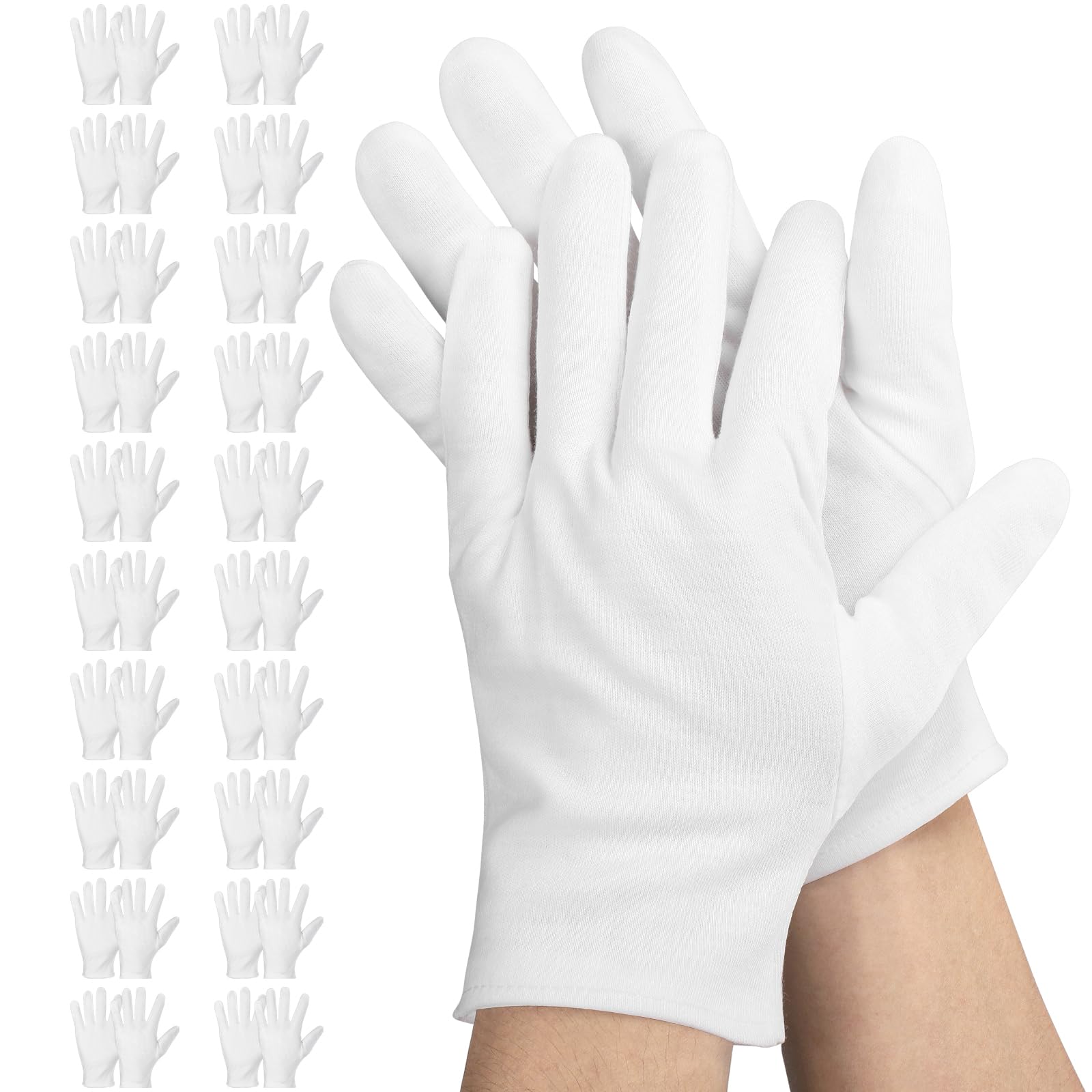 Einfa White Cotton Gloves, 20 Pairs M 23CM Protective Gloves Medium