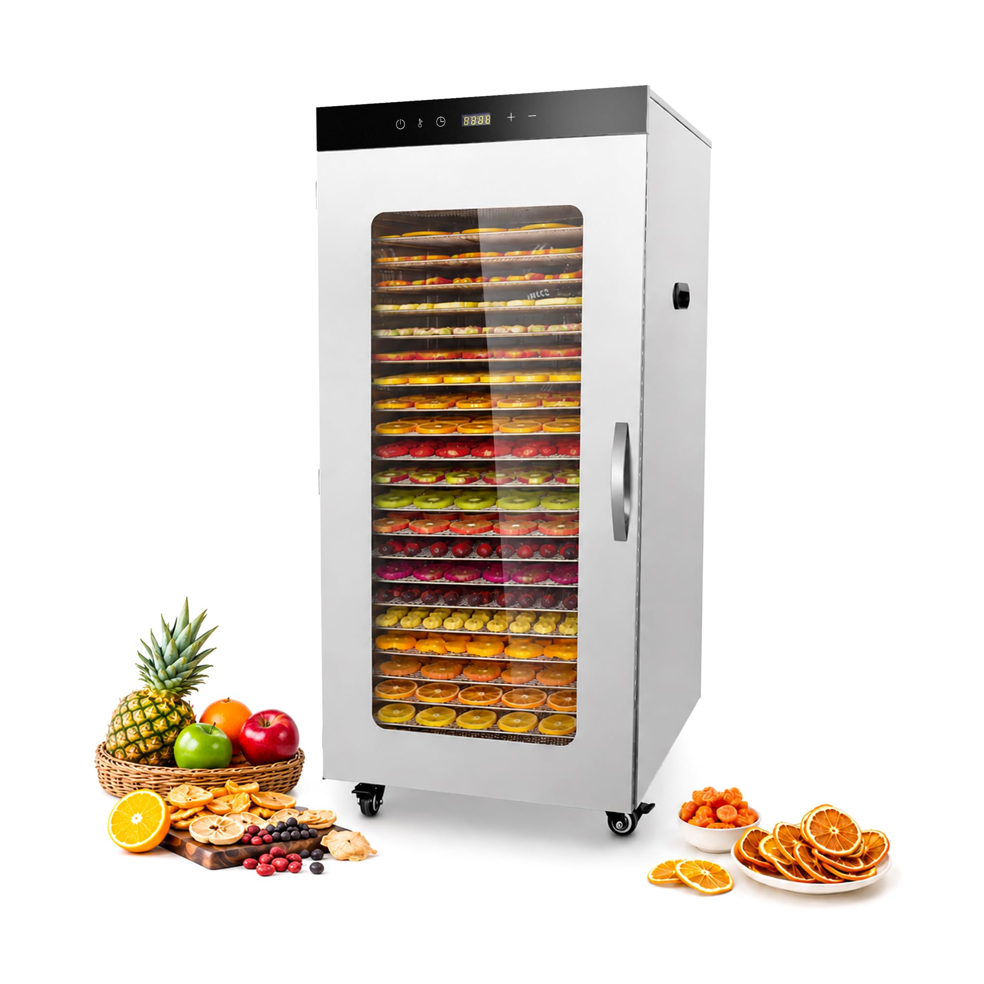 Hakka Déshydrateur Alimentaire Professionnel, 24 Plateaux, Pour Viande Séchée, Légumes, Fruits, Viande, Friandises pour Chiens et Herbes, en Acier Inoxydable, 2000 W